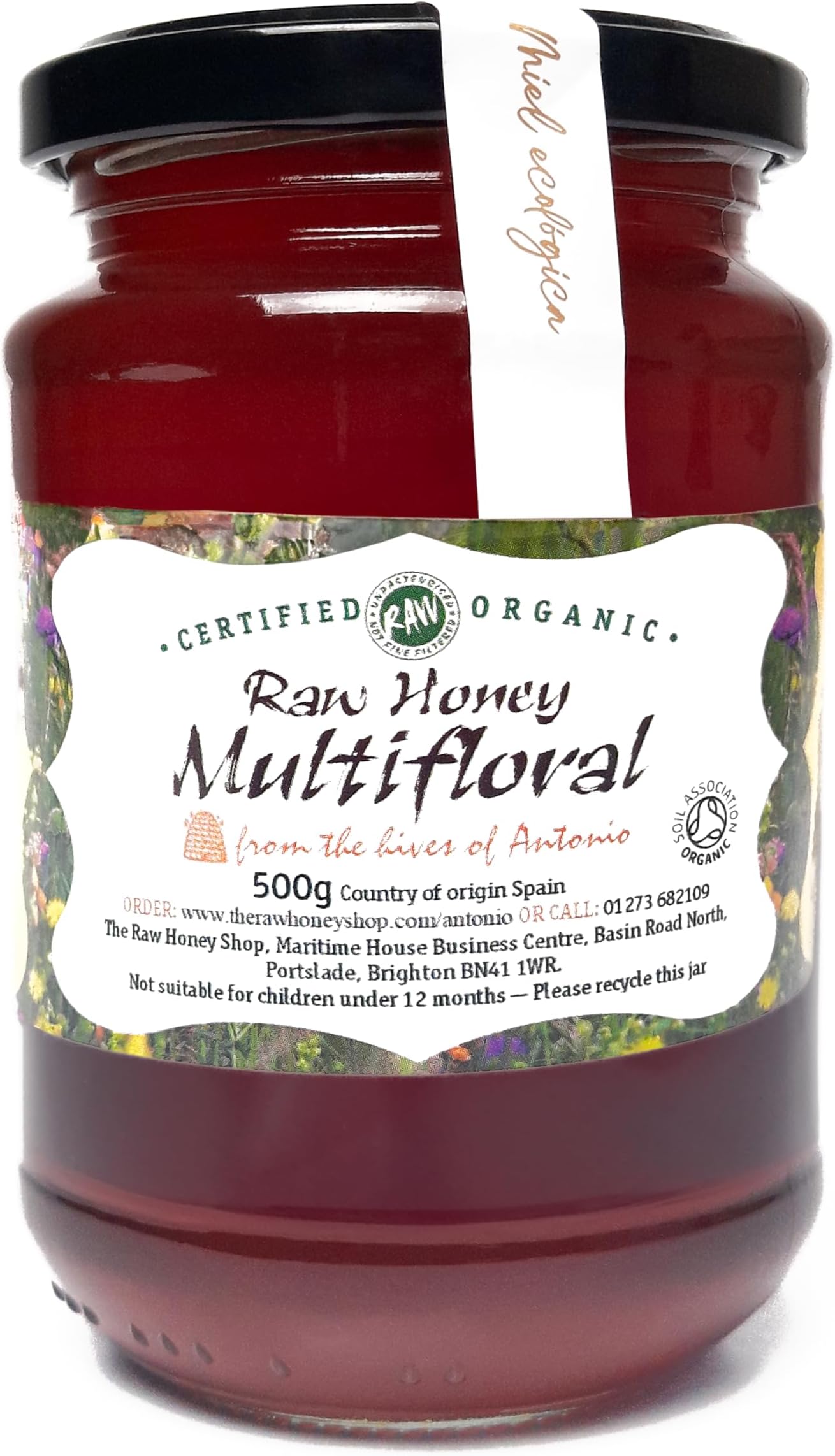 Antonio's RAW CERTIFIED ORGANIC MULTIFLORAL HONEY, 500g - Wildflower Honey, Wilderness Honey, Unpasteurised, Single Origin - The Raw Honey Shop