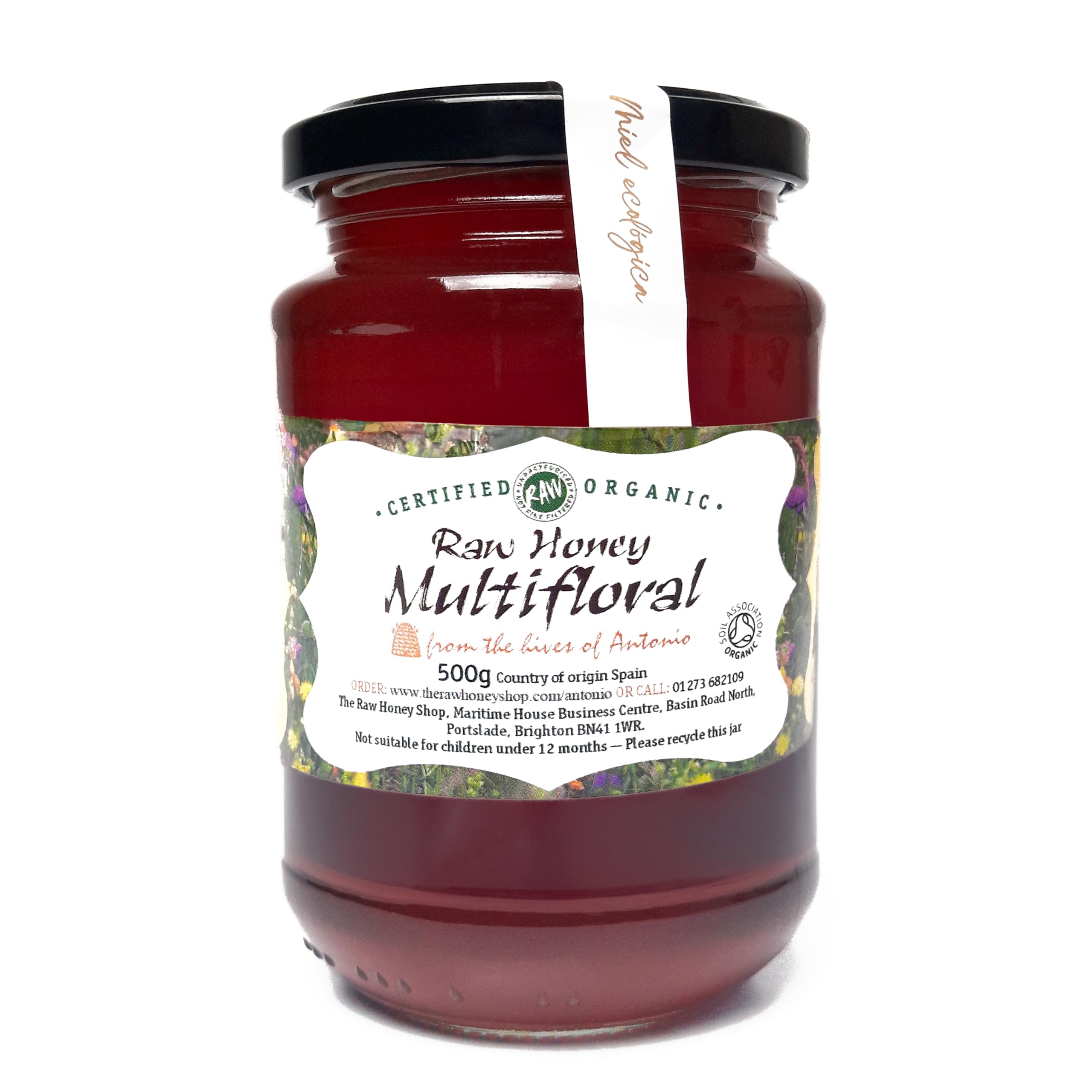 Antonio's RAW CERTIFIED ORGANIC MULTIFLORAL HONEY, 500g - Wildflower Honey, Wilderness Honey, Unpasteurised, Single Origin - The Raw Honey Shop