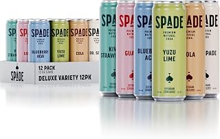Spade Soda Deluxe Variety 12-Pack: Zero Sugar Natural Stevia Sodas with Electrolytes, Magnesium, Potassium - 6 Bold Non-GMO Flavors