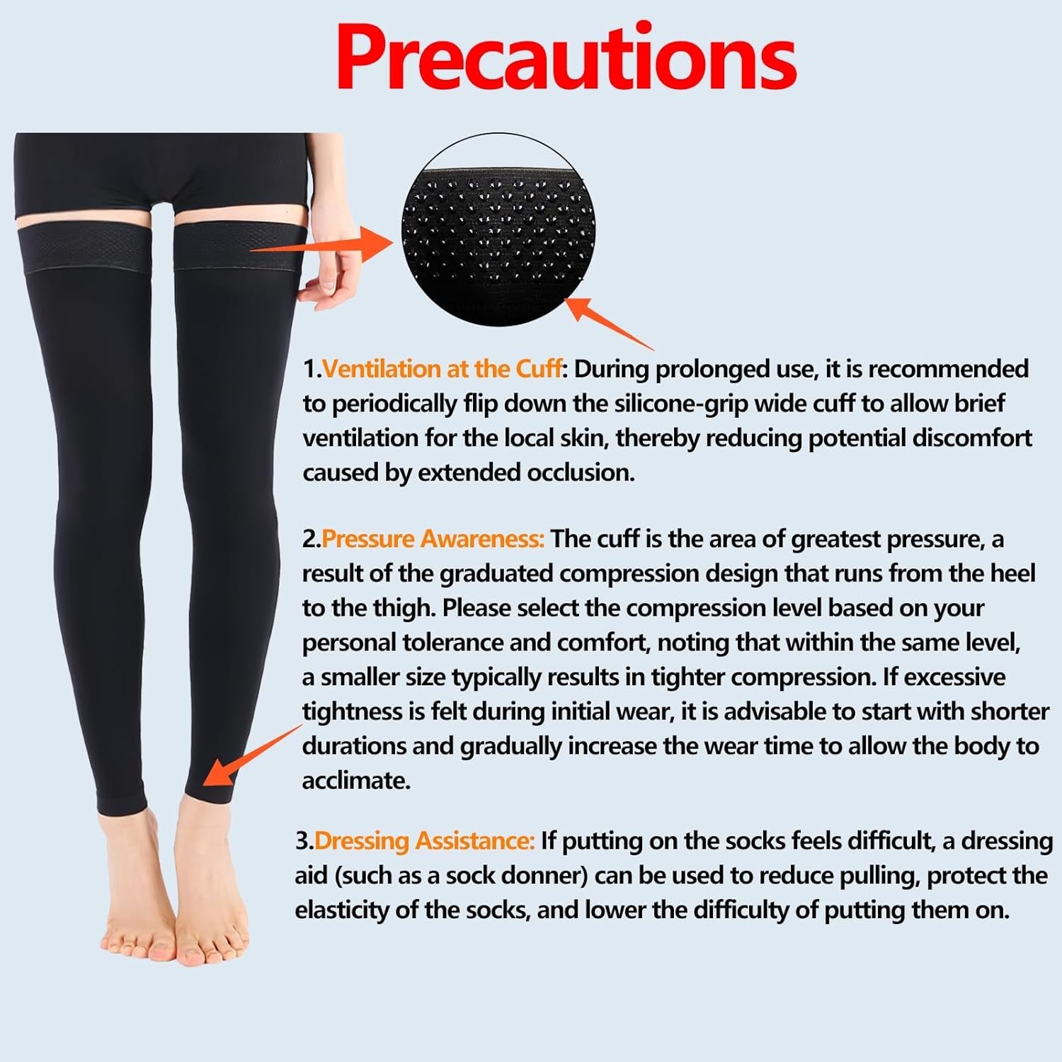 Medical Thigh High Compression Socks,for Women & Men,20-30 MmHg Support Stockings Varicose Veins Compression,Leg Sleeves Footless Hose Legs Open Toe for Relief Shin Splints,Edema,Swelling - Image 7