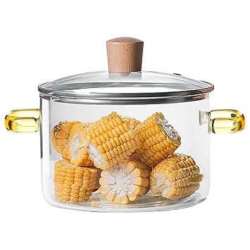 Allo Glass Cookware Cooking Pot With Glass Lid, 3000 Ml | Glass Casserole, Gas Stove Safe, Microwave Safe,100% Borosilicate Glass Vessel For Kitchen,Transparent