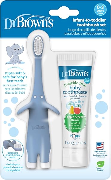 Dr. Brown’s Infant-to-Toddler zestaw pędzli do zębów, 1,4 uncji, niebieski by Dr. Brown’s
