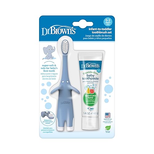 Set de cepillos de dientes de Dr. Brown's para bebés y niños pequeños, 1.4 onzas, azul