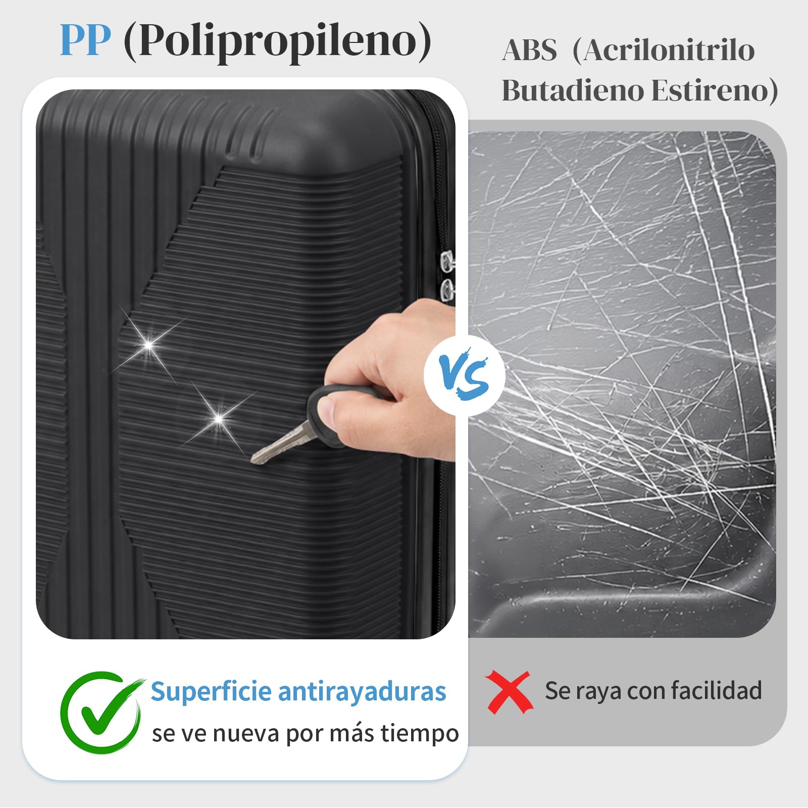 LEADZM Juego de Maletas de 4 Piezas, Maleta Cabina (Negro)