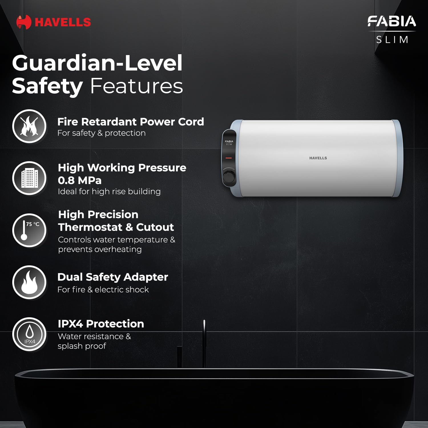 HAVELLS WATER HEATER - FABIA SLIM 6 71dXMZhNRjL. SL1500