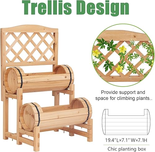 Miniatura 6 de kinbor Cama de jardín elevada de madera para exteriores, jardinera elevada, maceta con enrejado, cama de jardín elevada para jardinería, verduras,