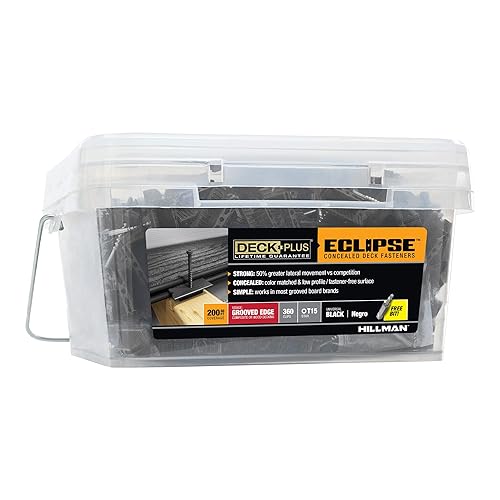 Deck Plus Eclipse - Sujetadores ocultos, tornillos de cubierta, tornillos para madera, acero inoxidable, negro, paquete de 360