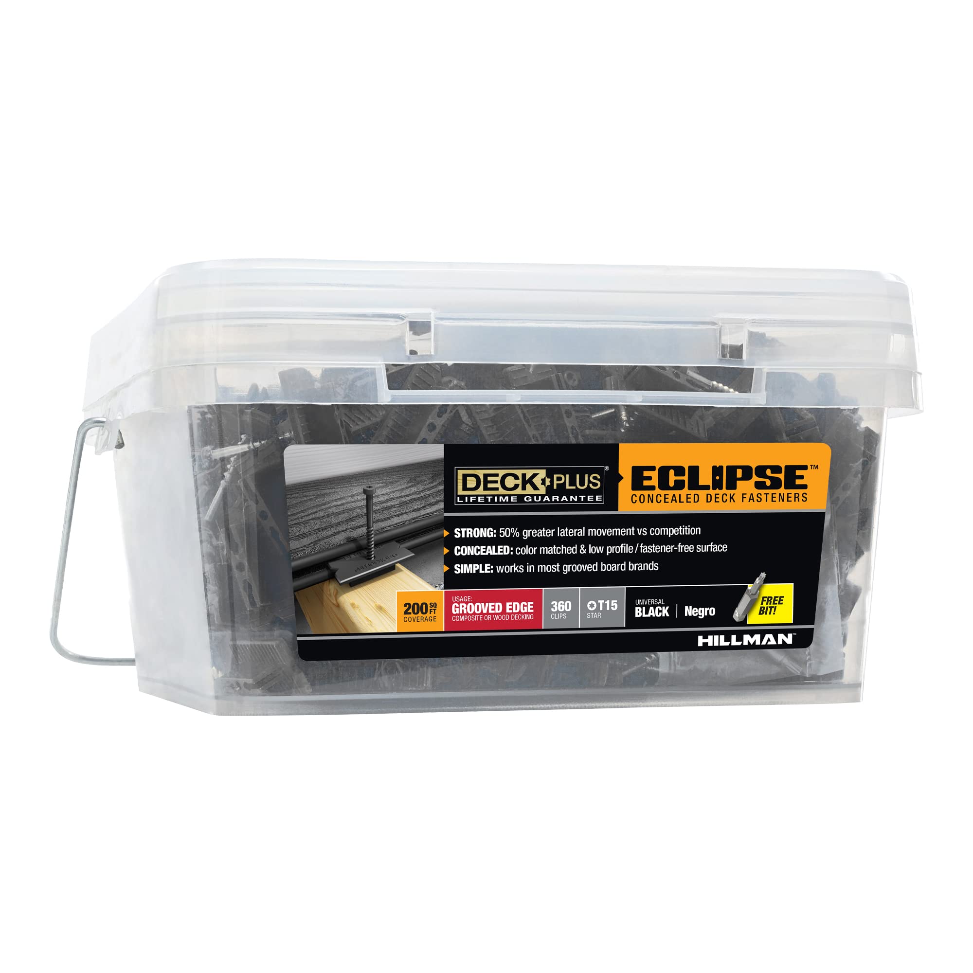 Vis à bois cachées Deck Plus Eclipse inox noir pour terrasse lot de 360