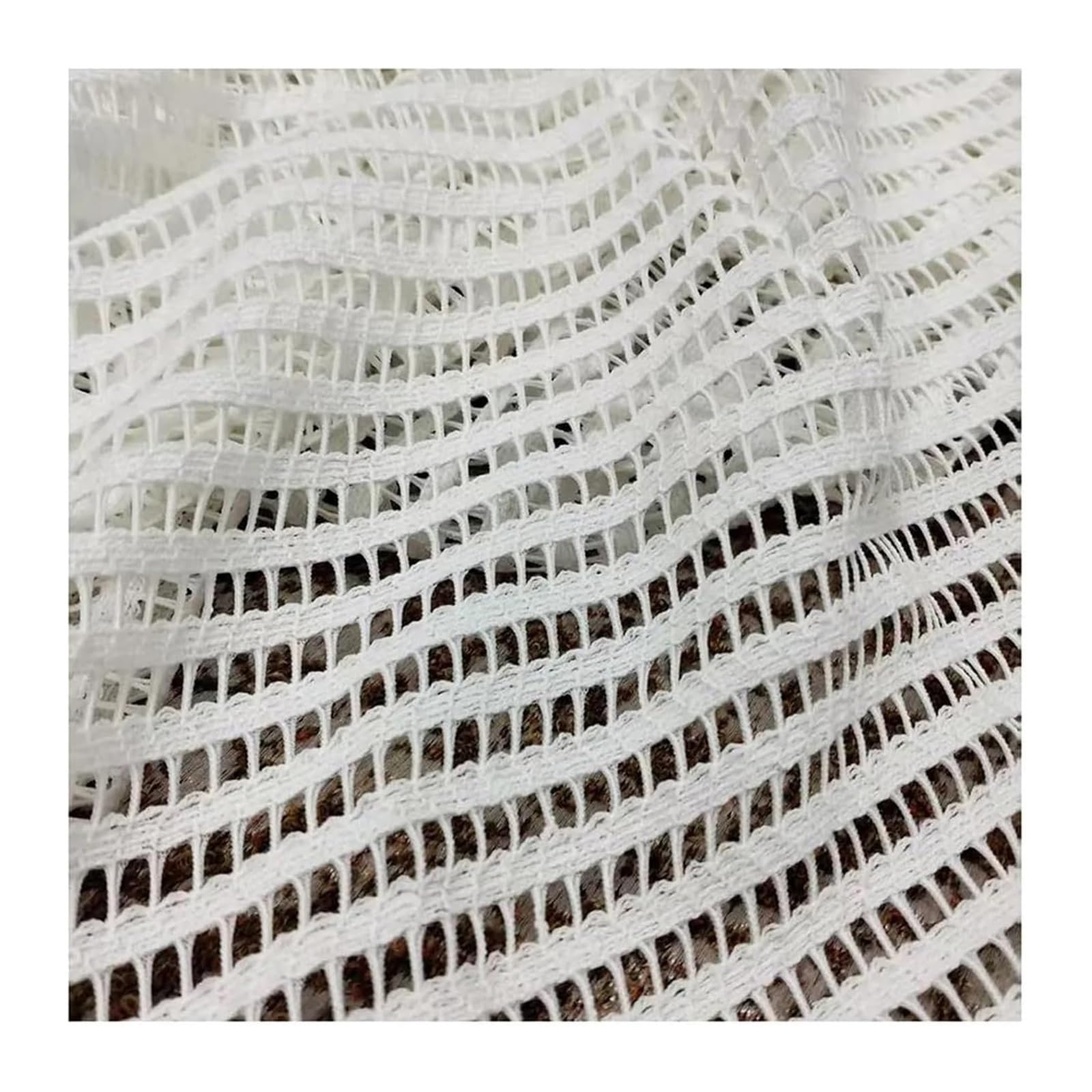 Tejido de malla para costura, Cordón De Tela Encaje Nupcial Bordado Calado Poliéster Transparente Crema Negro 90cmx145cm(Cream)