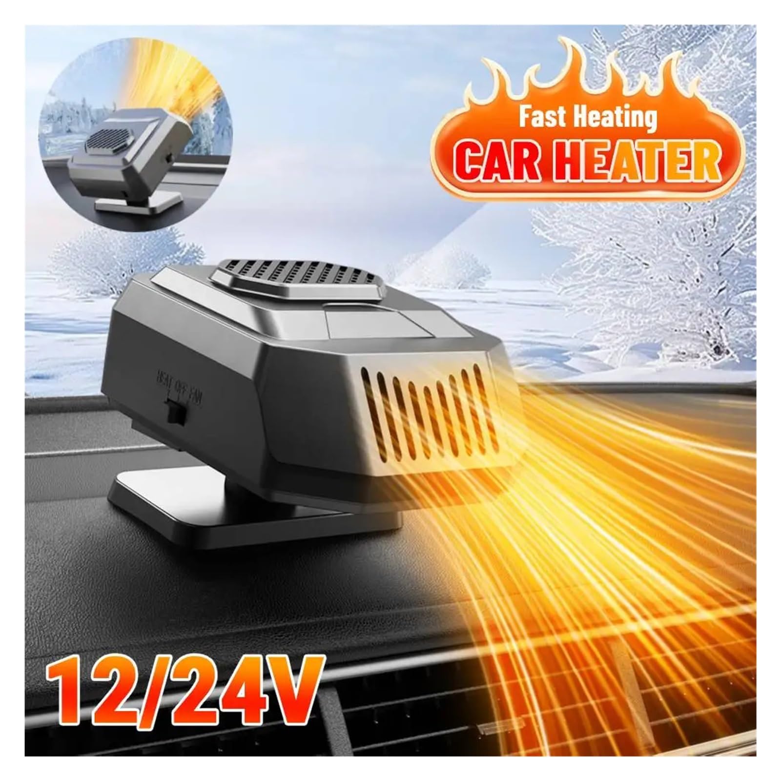 12V/24V Auto-Heizlüfter, Auto-Scheibenentfeuchter, Schnellheiz-Heißluftgebläse, Antibeschlag-Windschutzscheiben-Entfroster(12V)