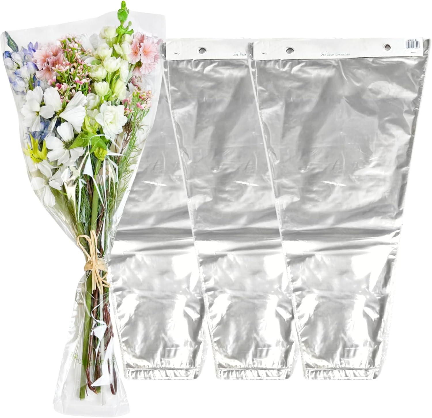 Holiday Designs - 100 Pcs Bottom Sealed Clear Bouquet Sleeves - Waterproof Floral Wraps for Fresh Flower Arrangements - 1.2 Mil Thick (13” x 25” x 4”) - Pack of 100