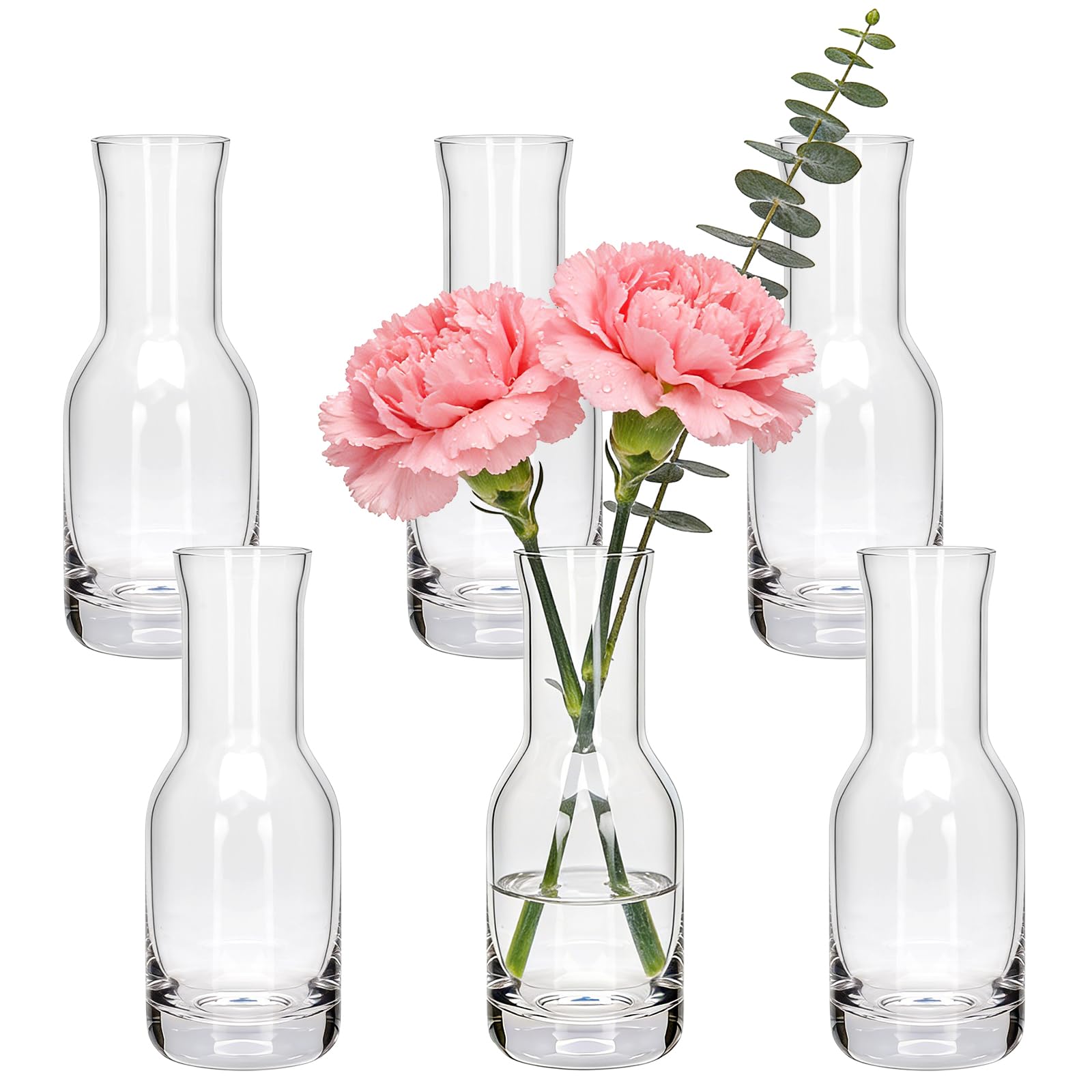Photo 1 of QAPPDA 6 Inch Clear Glass Flower Vase - 6 Pack