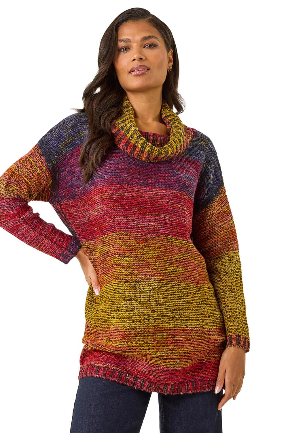 Roman Women's Multi Roll Neck Chunky Knit Jumper Size 16