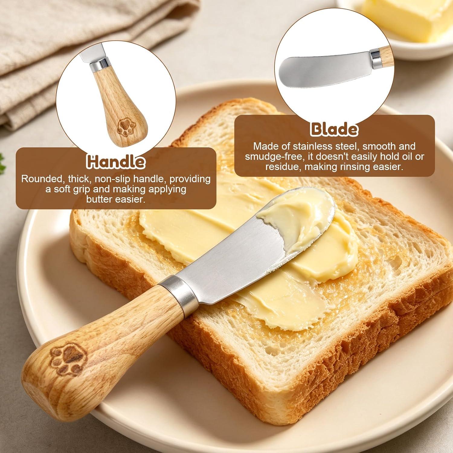NQEUEPN 4pcs Stainless Steel Butter Knives, Multipurpose Butter Spreaders