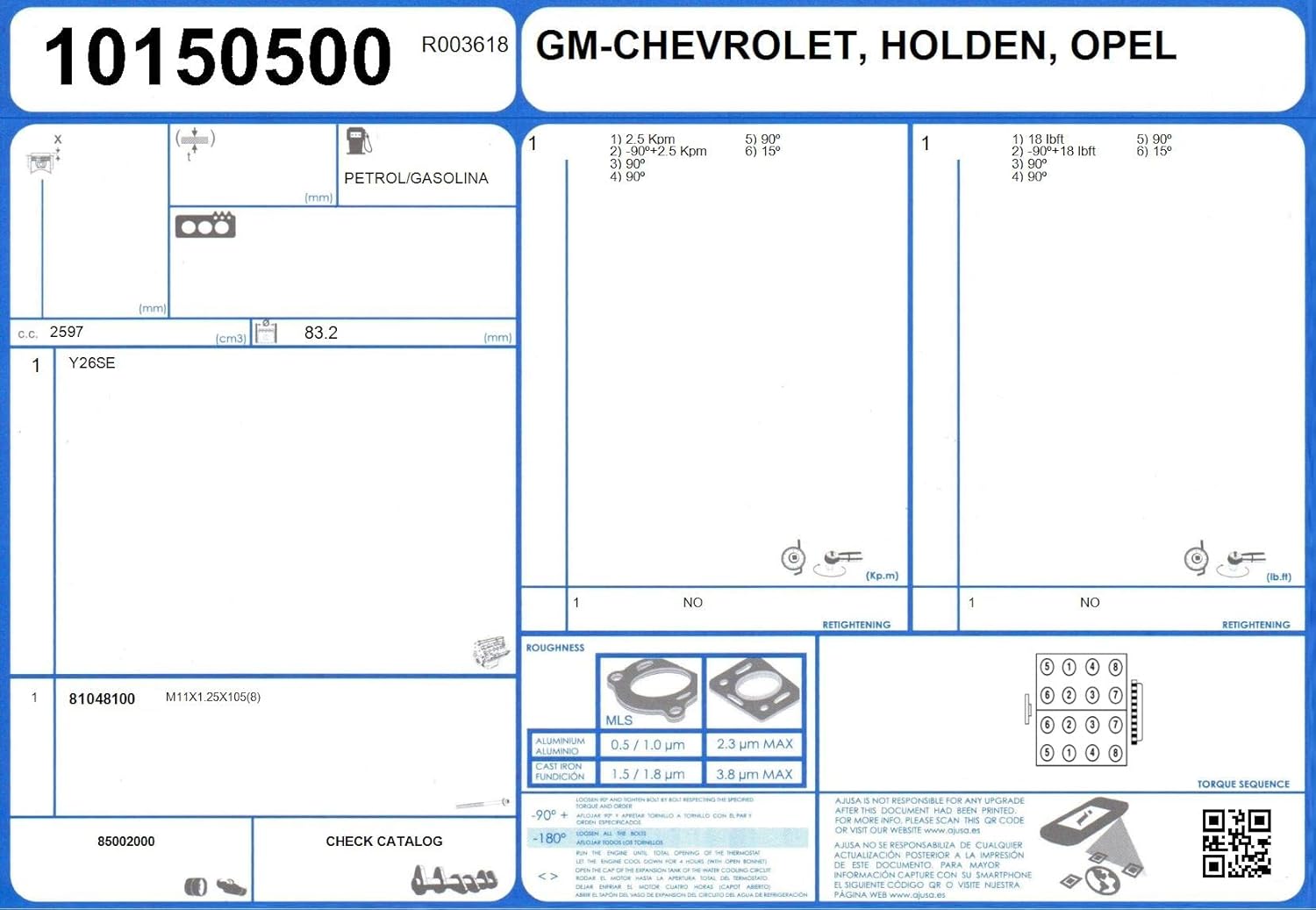 Ajusa 10150500 Gasket cylinder head