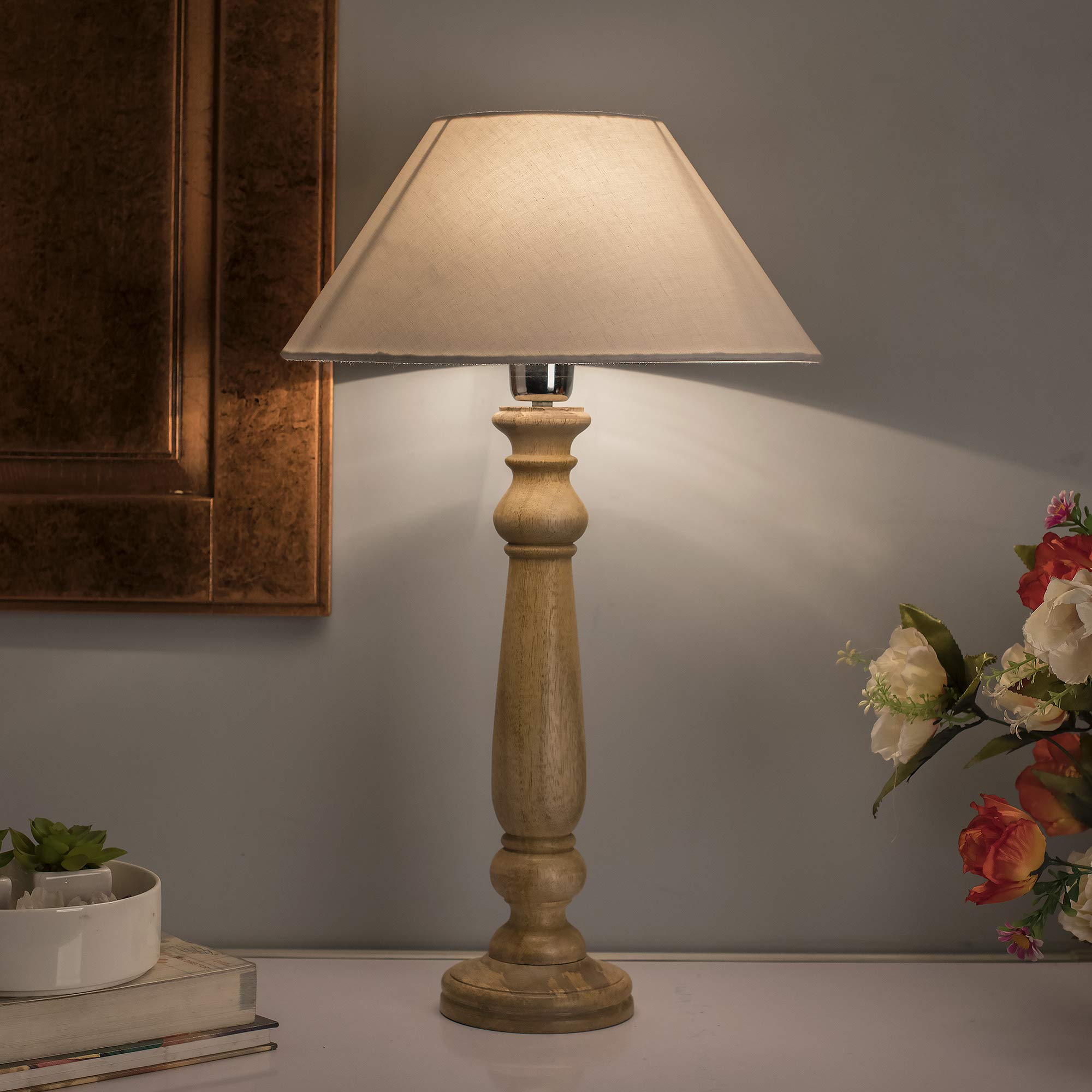 Homesake® Mabel Rustic Wood Table Lamp with White Shade