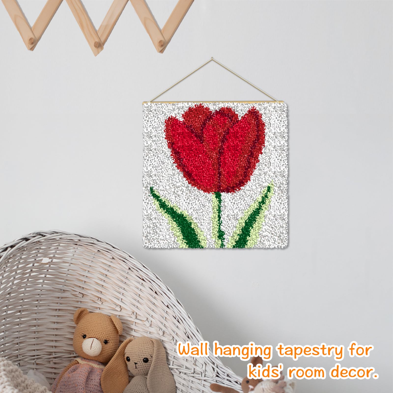 YP Kit de alfombra de gancho de pestillo de rosa para principiantes y adultos, alfombra de ganchillo de costura de 12 x 12 pulgadas, hermoso kit de manualidades de decoración del hogar, fácil de