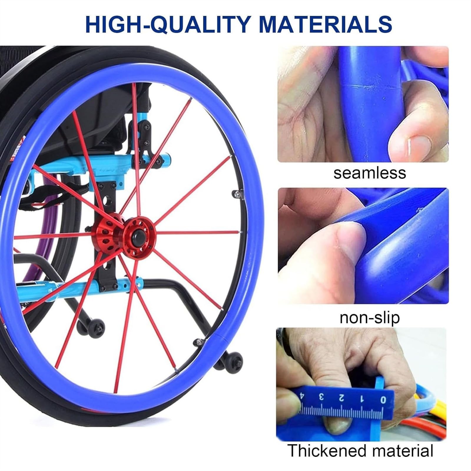 Agarres antideslizantes para llantas de silla de ruedas, 1 par de 22/24 pulgadas, funda protectora para anillo de empuje de rueda trasera de silla de ruedas, cubiertas de silicona para llantas de sil