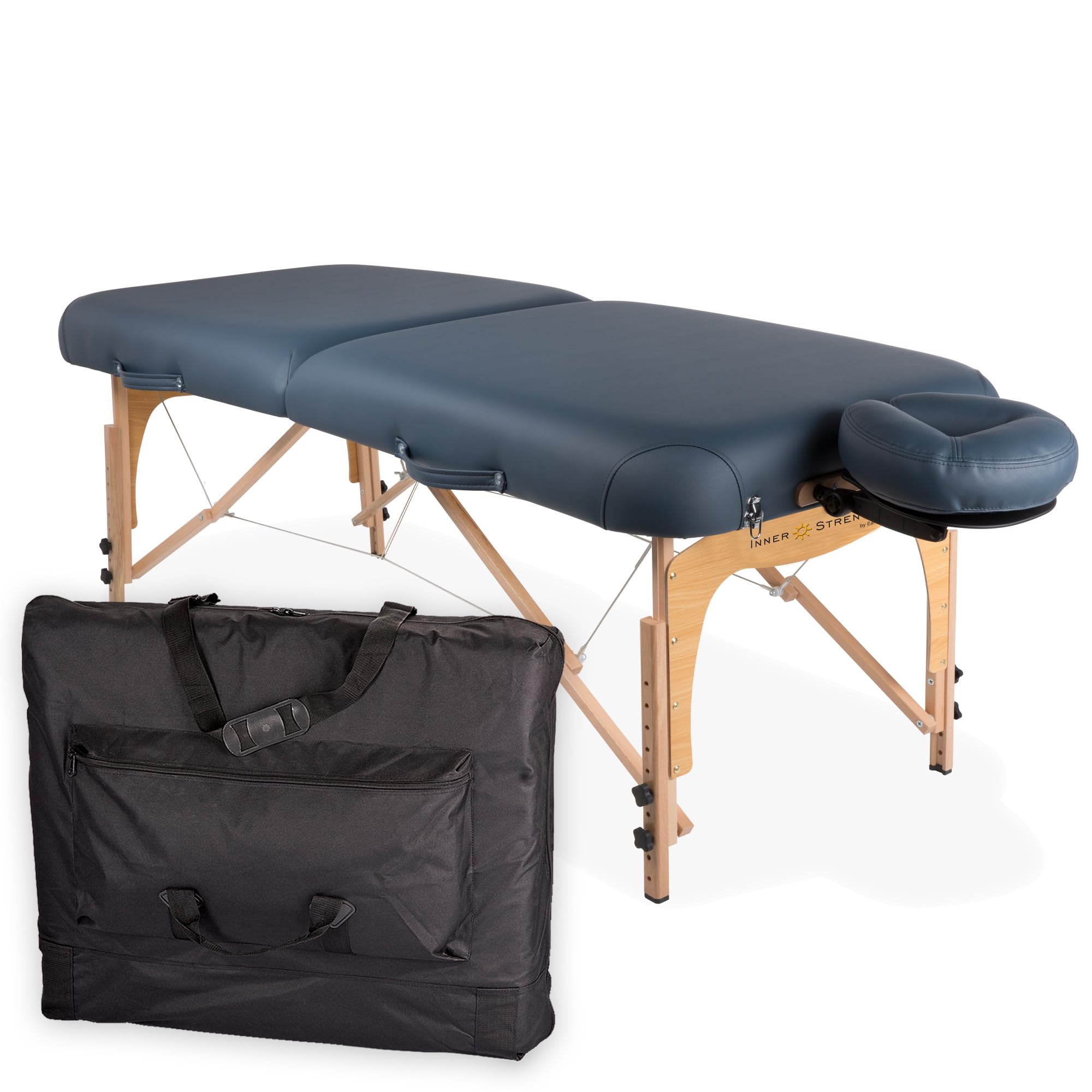 Earthlite INNER STRENGTH Paquet de table de massage portable E2 - Table de massage Reiki complète Incl. Berceau, oreiller et housse de transport de luxe ajustables (76x185cm) Agate
