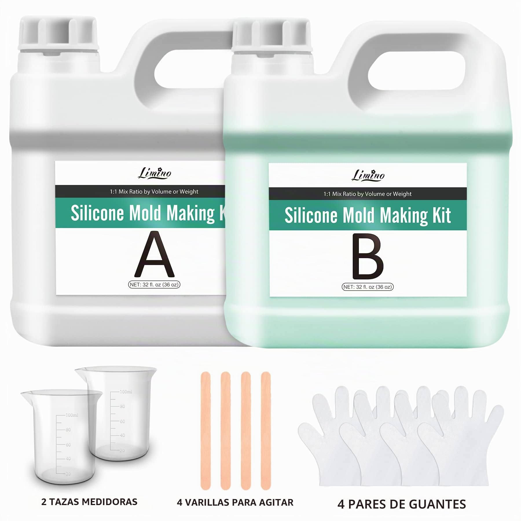 Goma de Silicona Líquida - 1.9L/2.2kg Silicona Suave 15A para Fabricación de Moldes de Silicona - Relación 1: 1 Caucho Silicona Teal para Molde de Resina Epoxi, Moldura, Molde de Jjabón, Velas, Manual