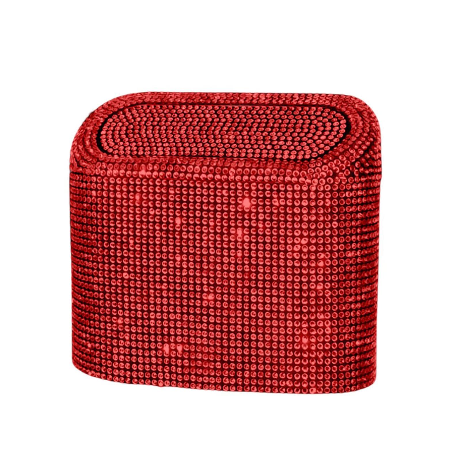 Altsuceser Red Car Trash Can With Lid, Glitter Rhinestone Bling Mini Vehicle Trash Bin Car Dustbin Garbage Organizer, Automotive Hanging Garbage Bin Trash Container