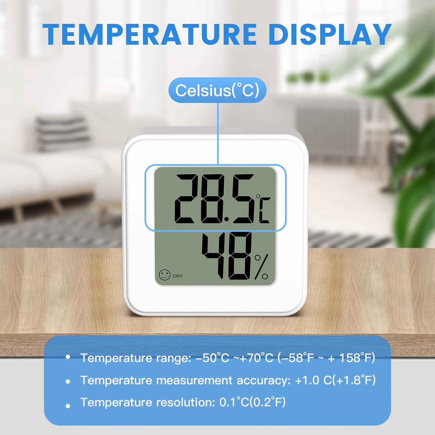PAIRIER 4Pcs Room Thermometer Indoor,Mini Digital Thermometer Room