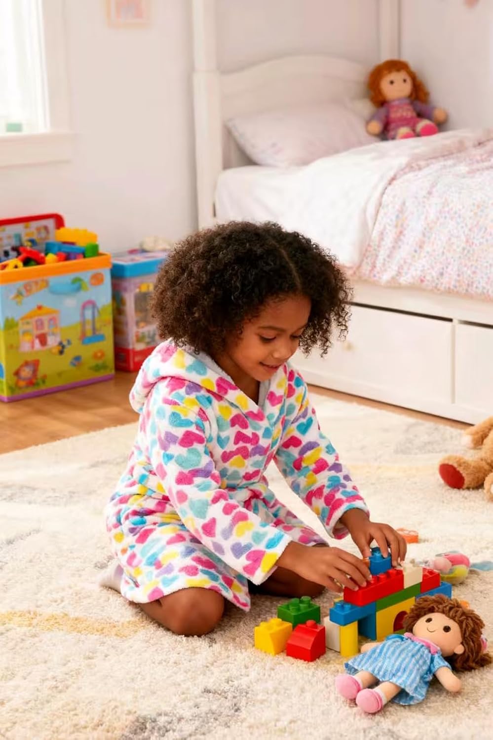 Girls Fleece Hooded Robe Warm Sleepwear for Toddler Kids Soft Fuzzy Bathrobe Gifts - Image 4