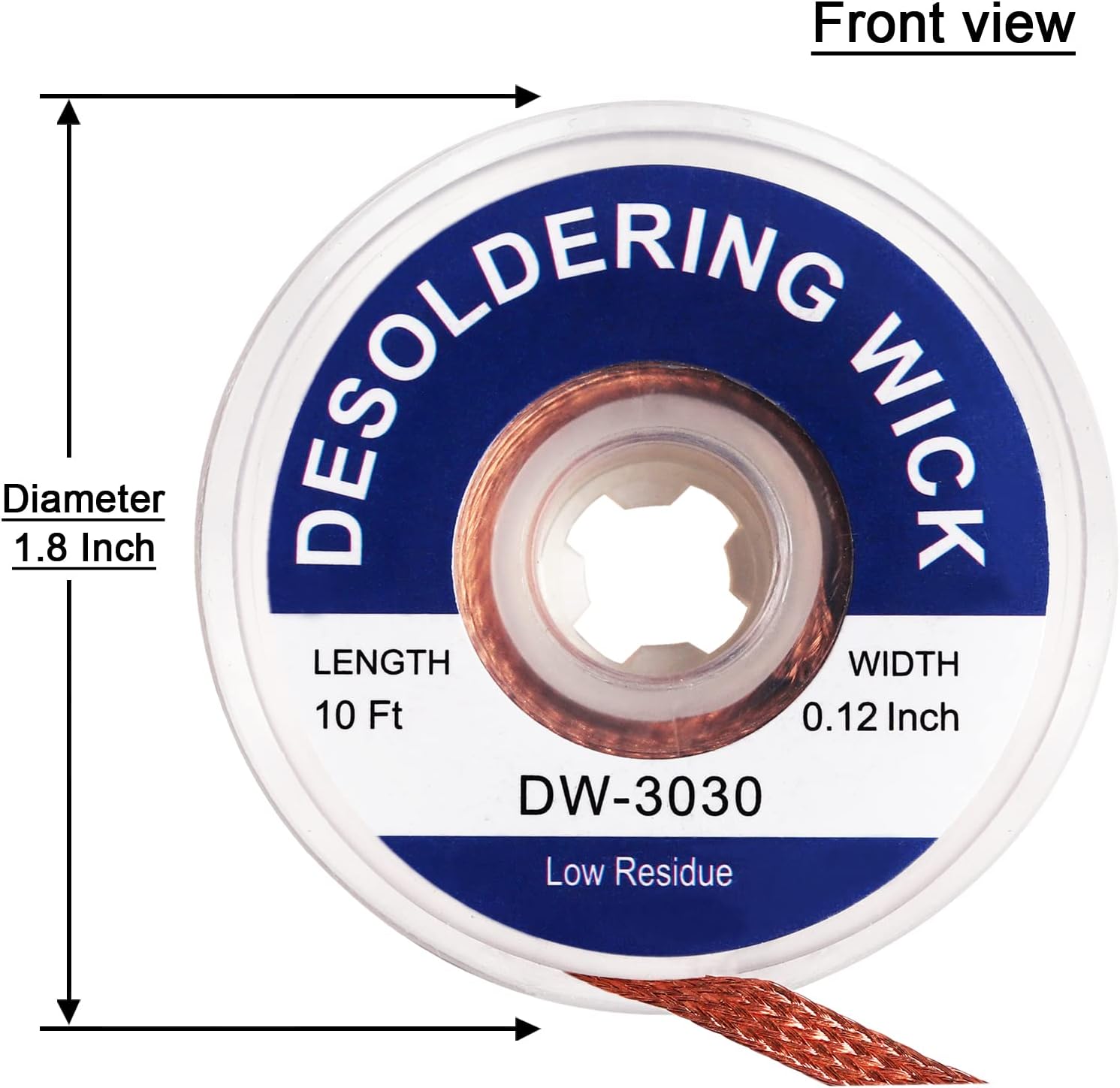 Lesnow solder wick Braid With Flux 3mm/0.12" Width 10' Length, No-Clean Desoldering Wick Braid Remover tool, Soldering Wick Disassemble Electrical Components,copper desolder wick Braid - - 