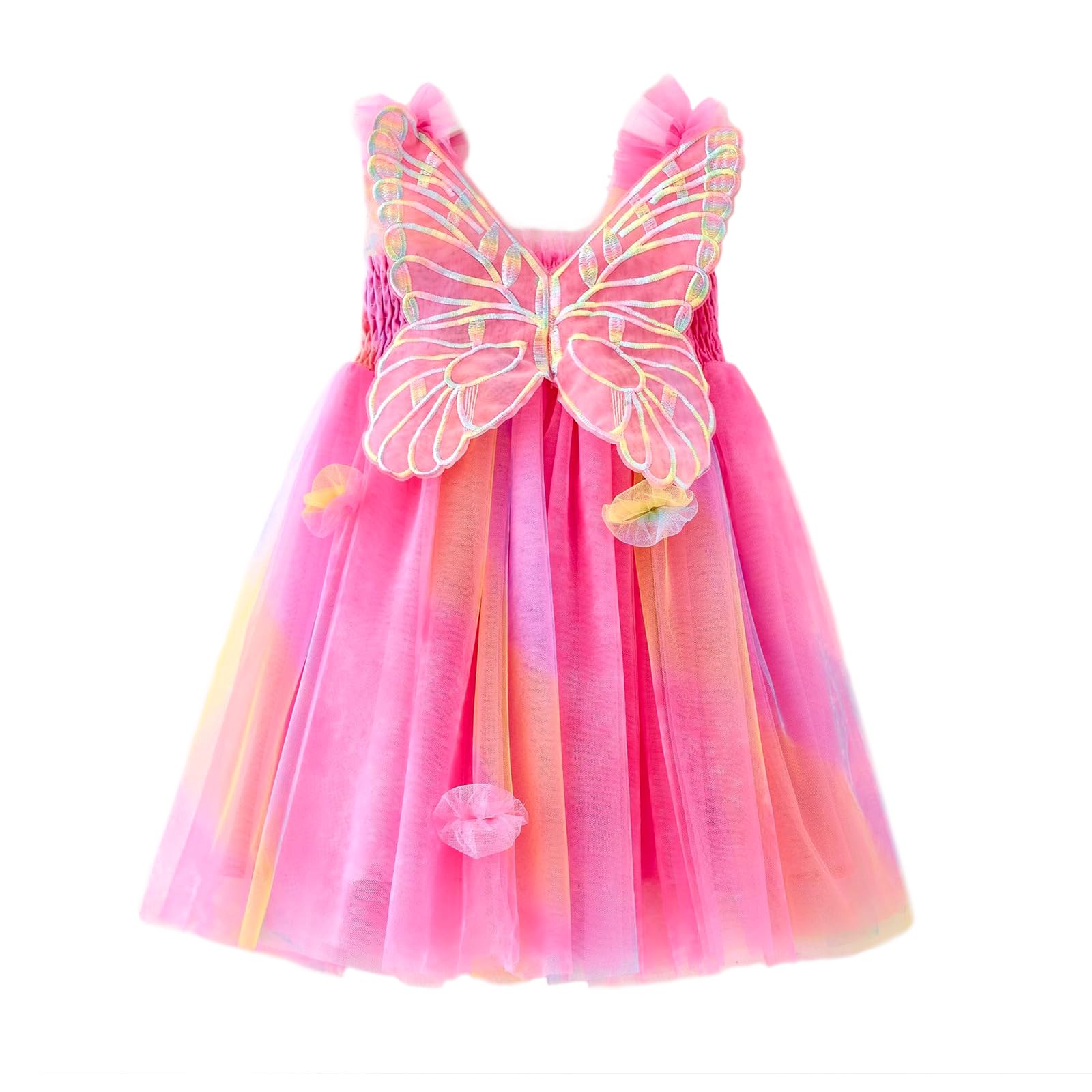 Miipat Bambina Abitini Tulle Farfalla Senza Maniche Abiti Estivi Neonate Bambine Principessa tutù Vestito Floreali Festa di Nozze Abito di Compleanno per la Ragazza