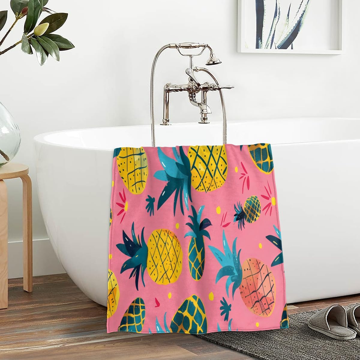 Colorful Tropical Pineapple Fruit Kids Beach Towel for Girls Boys Quick Dry Sand Free Bath Towels Oversized Lightweight Travel Towel for Swim Yoga Gym Pool, 30 x 60 Inch