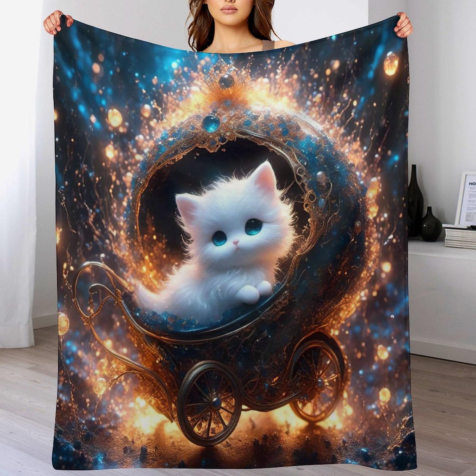 Plaid couverture flanelle chat chaude et douce lit canapé 100x130