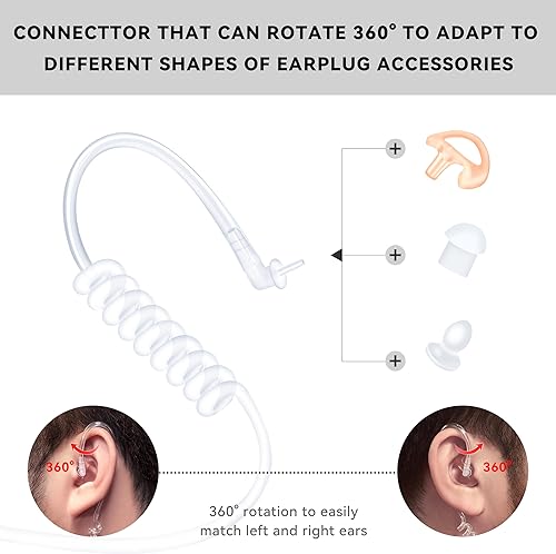Miniatura 3 de SHON Auricular para radio Walkie Talkie con micrófono, auriculares de tubo de sonido de 2 pines, compatible con Kenwood Baofeng Retevis y otras
