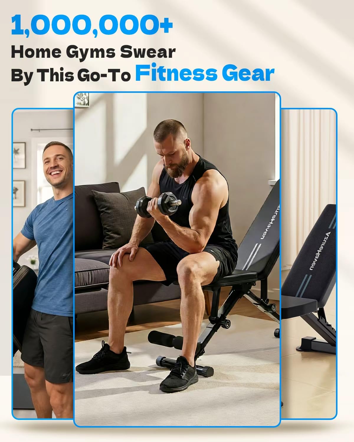 Banco de pesas plegable ajustable, multifunción, banco inclinado para entrenamiento de cuerpo entero, banco de fitness 7 en 1 para casa o en el gimnasio, capacidad de peso de 360 kg