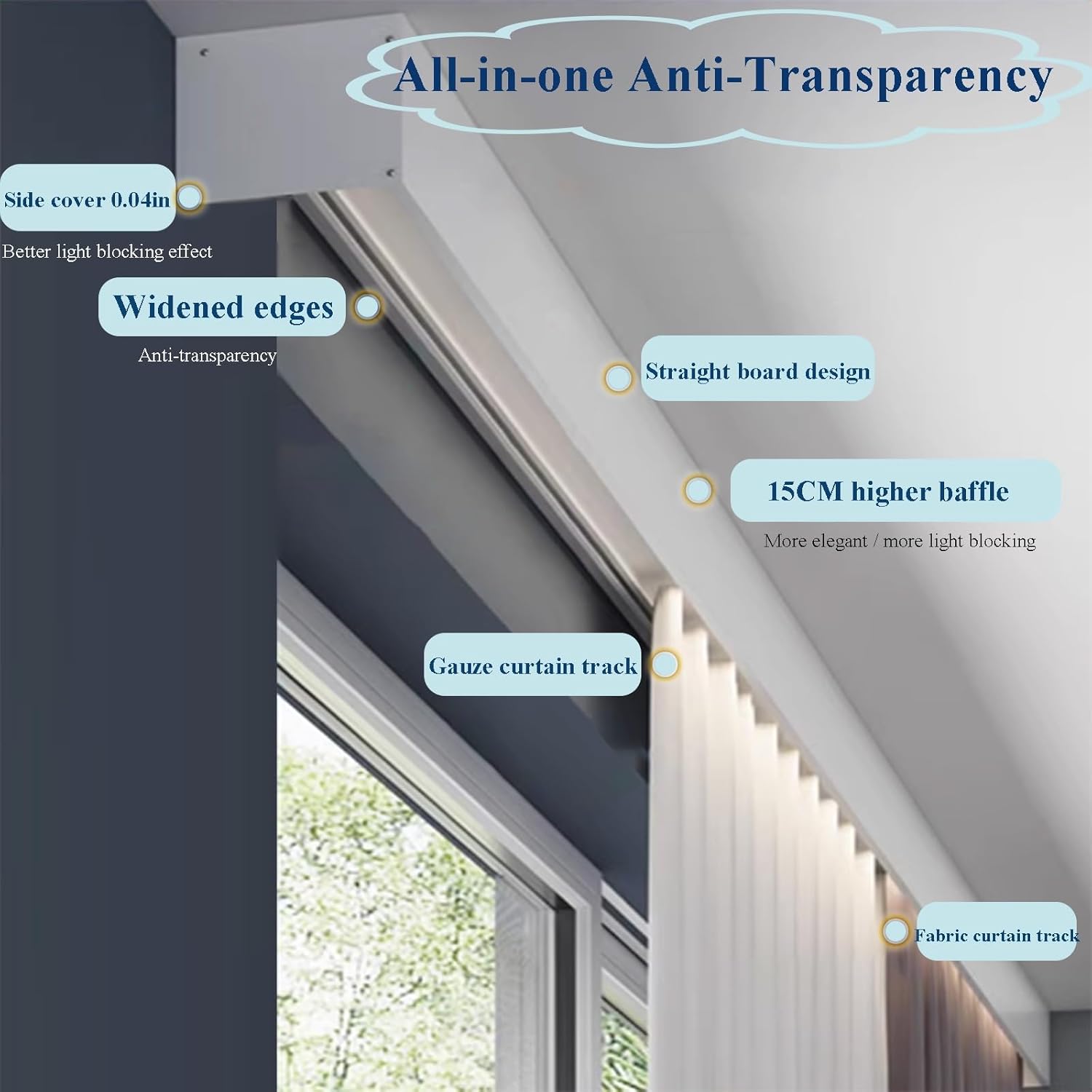 Premium White Curtain Track System, 290cm/114.1in Wall-Mounted Sliding Rod for Privacy & Room Division, Ideal for Living Room & Bedroom, Easy Installation