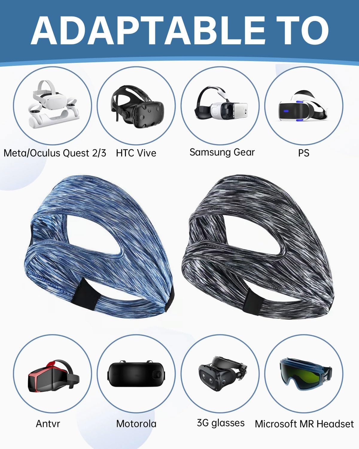2 Pcs Maschera per gli occhi da gioco,VR Maschera per Occhi per Quest 3/Quest 3S,VR Traspirante Maschera,Lavabile VR mascher,per PS VR2/Quest Pro/Quest 2/Oculus Quest 2