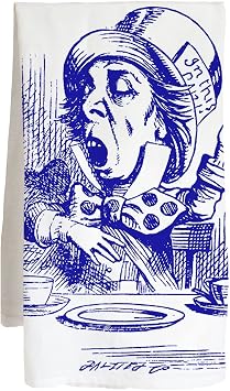 The MAD Hatter - Alice Wonderland Classic - Multicolored Farm Flour Sack Kitchen Tea Towel