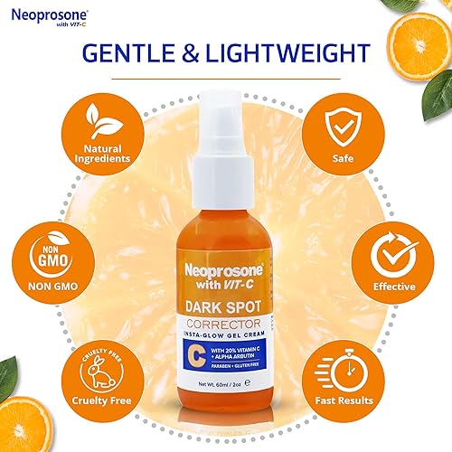 Miniatura 7 de NEOPROSONE Vit C - Crema en gel corrector de manchas oscuras, 2.0 fl oz  2 onzas líquidas, gel iluminador de la piel para eliminar manchas oscuras y