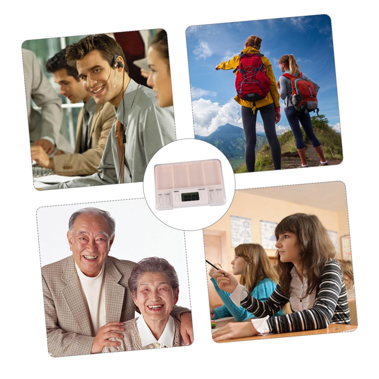 Healeved 2pezzi Portapillole Timer Organizer Medicinali Per Anziani e Allarme Design e Portatile Capacità Per