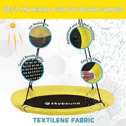 Miniatura 5 de SkyBound Columpio de platillo para árbol, capacidad de peso de 600 libras, columpio para exteriores con correas para colgar, columpios de árbol