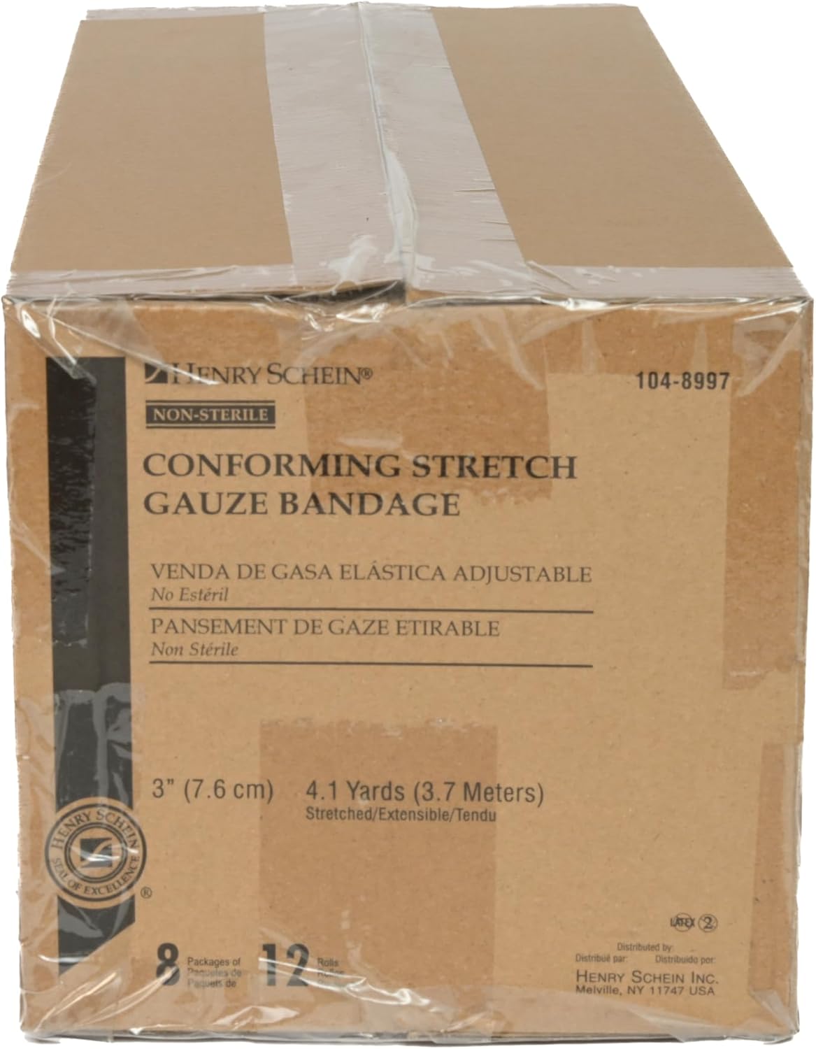Henry Schein Conforming Stretch Gauze Bandage, 3" x 4.1 Yards, Pack of 12, 8 ply, Non-Sterile (144)