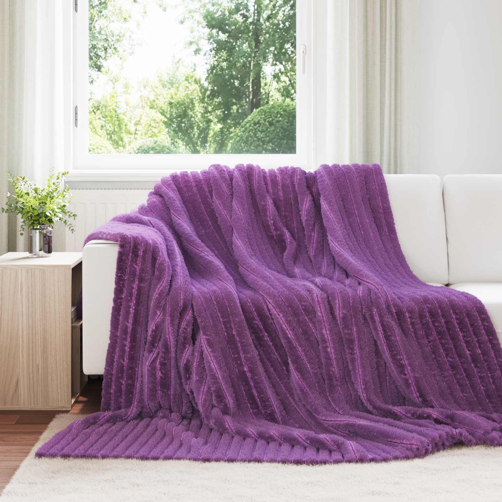 Couvertures à jeter 6 pcs violettes en toison pour lit 270x240cm
