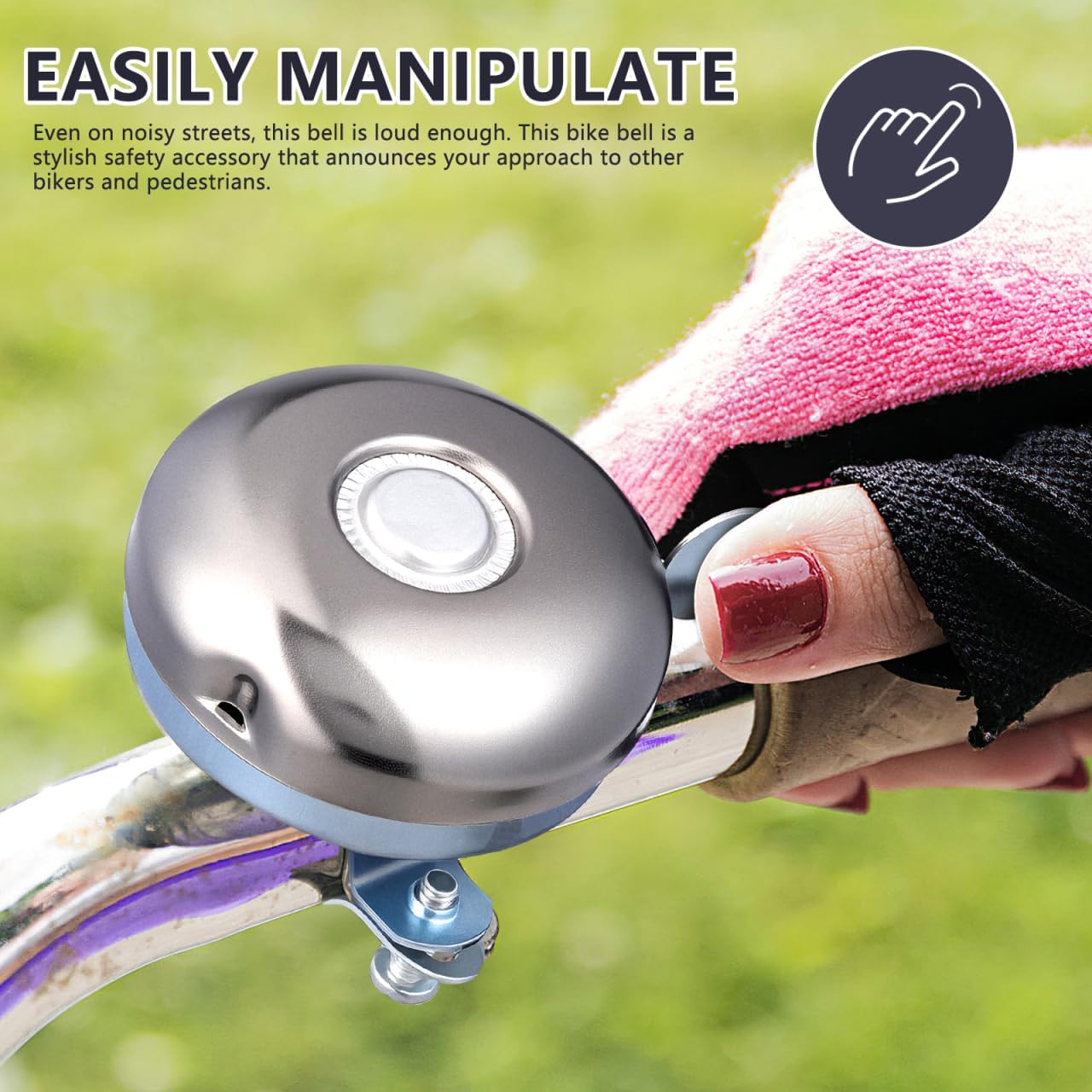 Scooter Bell Bike Tricycle Bell Bike Thumb Replacement Parts Ring Old Fashioned Bicycle Rope Buckle (Silver)