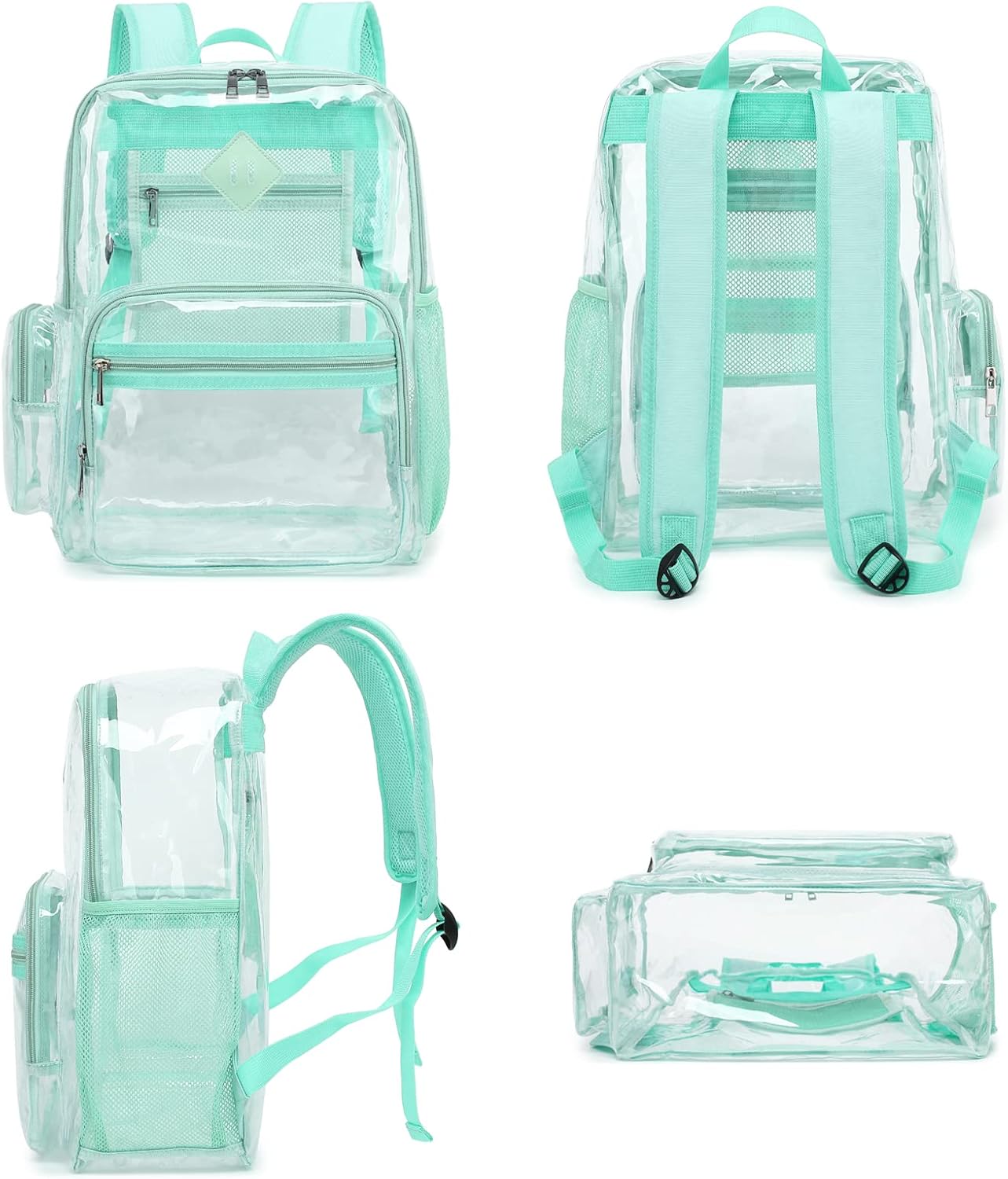 Fuyicat Heavy Duty Clear Backpack for Girls Boys Women Men, PVC Transparent School Backpacks See Through College Bookbag (Green) - Image 5