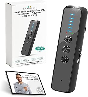 Detector de Cámaras y Micrófonos Ocultos. Aprovecha un 5 en 1 Antiespía —Detector de Dispositivos Ocultos GPS y Dispositivos RF, Detector de Cámara Oculta con Visor Infrarrojo.Viajes, coches y hoteles