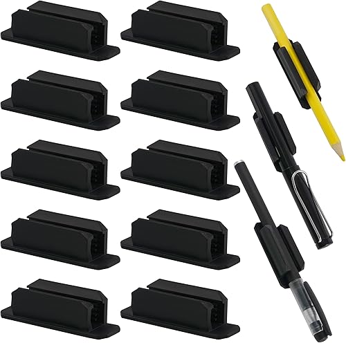 Paquete de 10 soportes adhesivos para bolígrafos para escritorio, soporte de silicona para aula, accesorios para profesores y estudiantes,