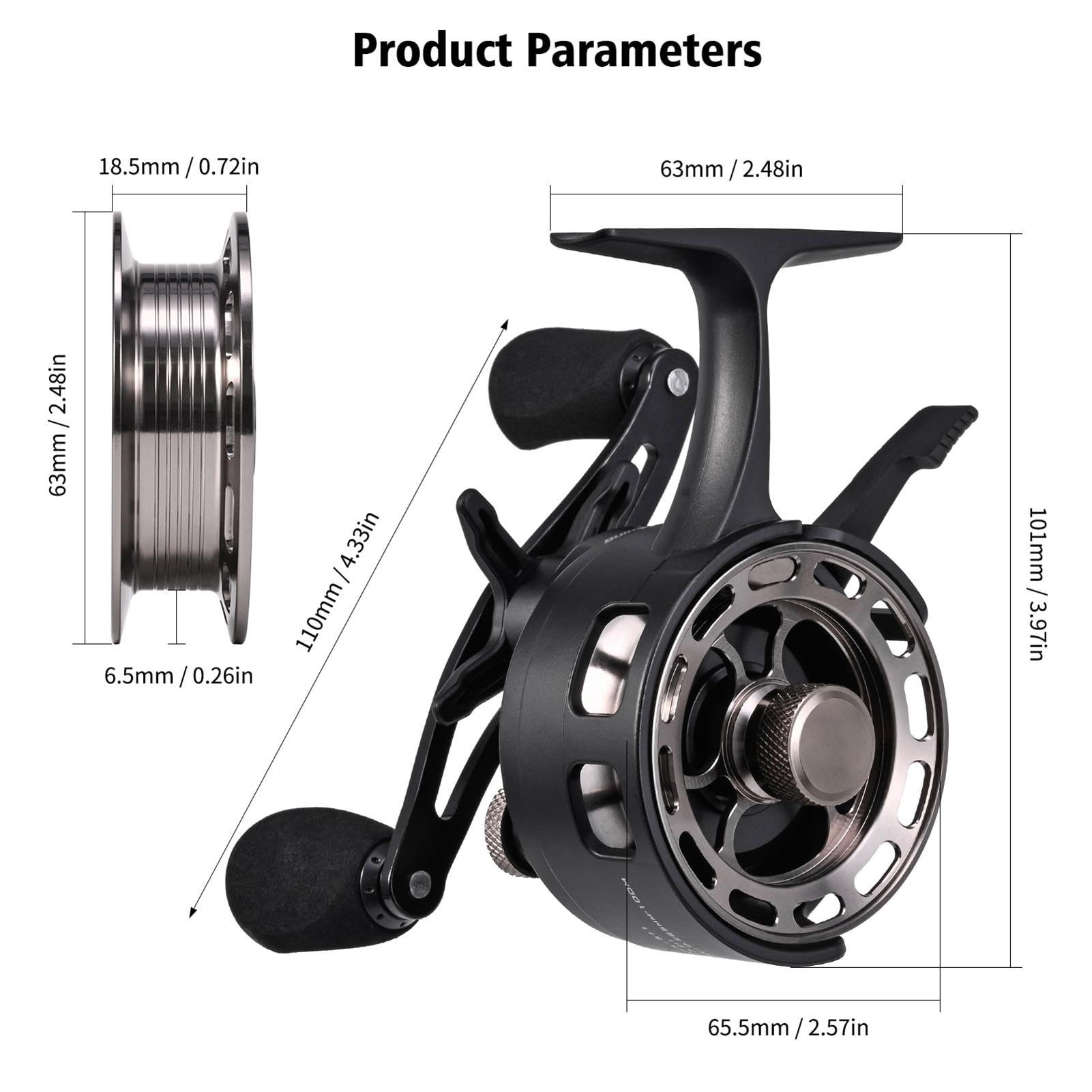 Carrete de pesca en hielo | Carrete de freespool en línea | Equipo de pesca resistente al desgaste, carrete de pesca en hielo de gran diámetro con carrete de metal resistente al desgaste 3+1 Bb