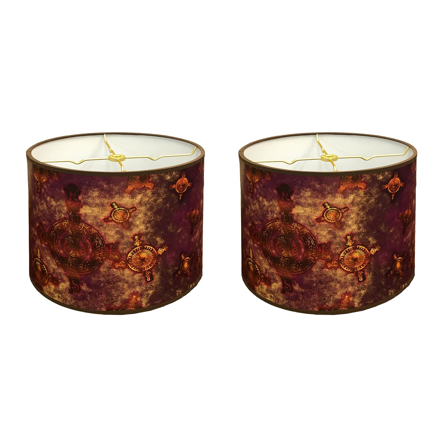 Royal Designs, Inc. Trendy Decorative Handmade Drum Shade, Made in USA, 14in, HBC-8064-14-2, Violet Sky - 2 Pk