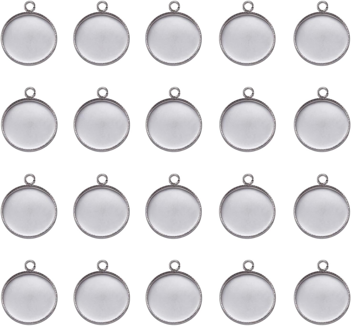 Craftdady Stainless Steel Blank Bezel Tray Cabochon Setting Charms Pendants with Hole