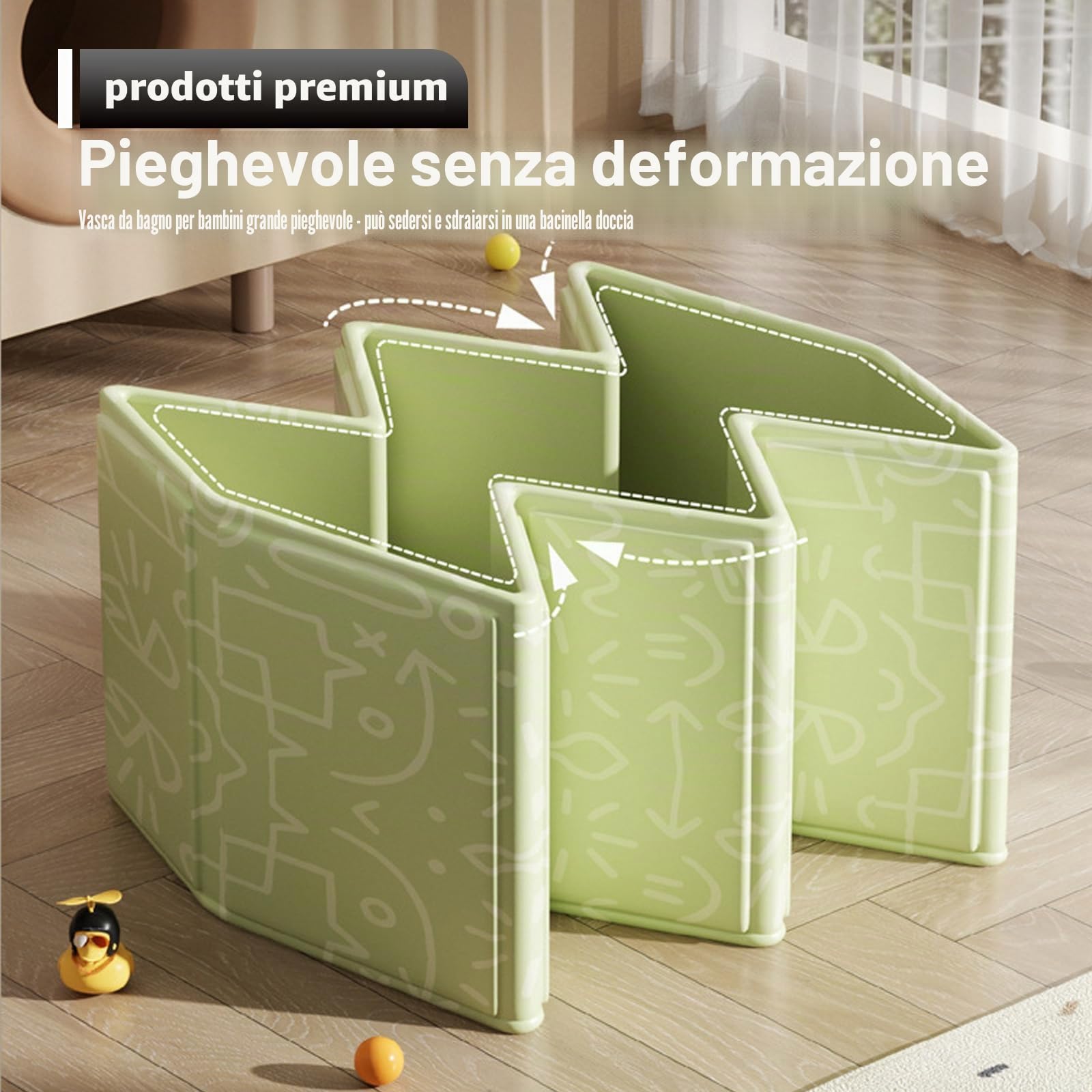 Vasca da bagno pieghevole per bambini, grande vasca da bagno per bambini, pieghevole, portatile, pieghevole, per la doccia, salvaspazio, rettangolare, ideale per il bagno di ghiaccio caldo 0-5 anni
