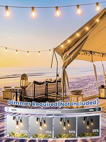 Miniatura 6 de Tira de luces para exteriores de 25 pies, luces de patio G40 con 13 bombillas, luces impermeables inastillables para exteriores, luces colgantes